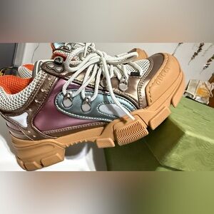 Gucci Brown and Pink Chunky Sneakers